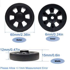Spinner Wheel Replacement Set 4Pc Spinning Rubber Wheel Flexible Smooth Swivel for Suitcase Dual Wheel Trolley Caster Double Roller Repair,60x12mm