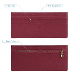 XEYOU Womens Credit Card Wallet Slim Long Zipper Pocket Purse for Coin, Cash, Receipt Multi-function Card Wallet for Ladies