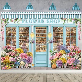Flower Shop Backdrop Spring Florist Pink Floral Photoshoot Background Hello Spring Flowers Party Decorations Banner Photo Prop (10x8FT(120x96 inch))