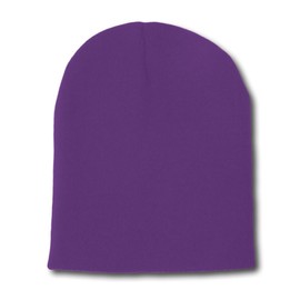 Decky 8 Inch Short Knit Beanie Cap (One Size, Purple)