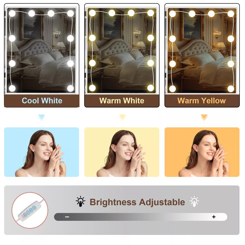 Yamissi Makeup Vanity Set Dressing Table Desk with Stool LED