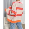 WDIRARA Women's Color Block Striped Crochet Long Sleeve Cardigan Loose