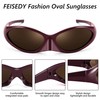 FEISEDY Wrap Around Fashion Sunglasses for Men Women Trendy Sport