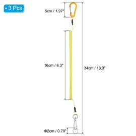 PATIKIL 3pcs Retractable Spring Coil Straps, 6" Spiral Stretchy Safety Lanyard Cord with Aluminium Rotatable Clip for Fishing Kayak Climbing Boating Pliers, Yellow