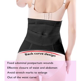Moolida Postpartum Girdle C Section Recovery Belly Band Wrap Belt Corset Waist Trainer After Pregnancy Surgery(S/M) Black
