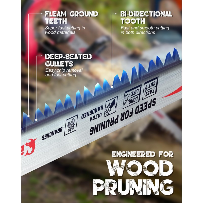 EZARC Wood Pruning Reciprocating Saw Blade 9 Inch, Fleam Ground