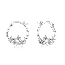 Axolotl Earrings Hypoallergenic 925 Sterling Silver Cute Sleeping Mexican Axolotl Earring for Women Animal Jewellery Gifts, Sterling Silver, No Gemstone