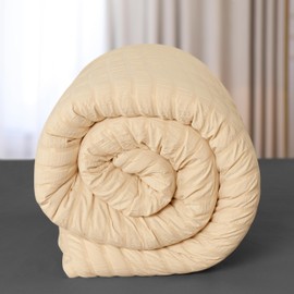 Utopia Bedding Seersucker Bed Linen 135 x 200 cm Set - Microfibre Polyester Duvet Cover 135 x 200 cm + 1 Pillowcase 80 x 80 cm - Beige