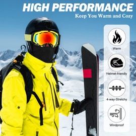 AYPOW Winter Balaclava Ski Mask Men Women with Warm Fleece Lined, Windproof Balaclava for Bicycle Motorcycle Skiing Breathable Face Hood Outdoor Sports, black
