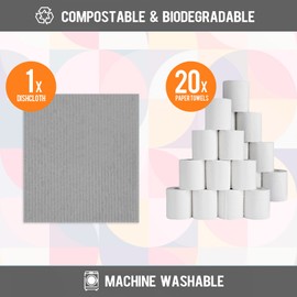 Morigins Wholesale Swedish Dish Cloths - 6 Pack Reusable Compostable Kitchen Cloth,Cellulose Sponge Dish Cloths Dish Towel Set (Grey)