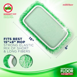 Millifiber Floor Duster Refill 15x8 Inches - Pet Heavy Duty Duster Refill Compatible with All 15x8 Mop Heads, 3-Pack (Mop is Not Included)