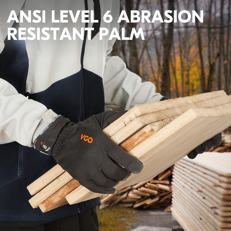 Vgo 0°C/32°F Winter Men's Lightweighted Lined Work Gloves for Light