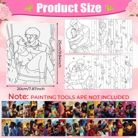 Harloon 36 Pcs 8 x 10 Inch Pre Drawn Canvas for Painting Afro Queen Pre Stretched Canvas Painting for Adults Kids Canvas Outline for Sip and Paint Party Supplies Favor(Sexy Couples)