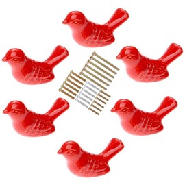 Corasays Bird Shape Ceramic Knobs DIY Door Drawer Cupboard Pull Handle Furniture Kitchen Handle Knobs and Pulls for Cabinets, Pack of 6 (Red)