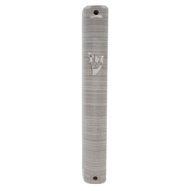 Waterproof Jewish MEZUZAH CASE with Scroll 3D Metal Painted Design Classic Israel Judaica Plastic Door Mezuza 5 Inch (Silver Stripes)