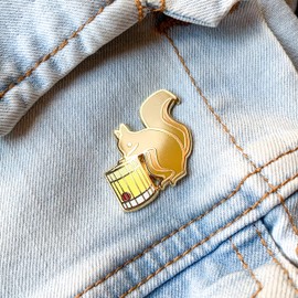 Cocktail Critters Enamel Pins for Bartender Aprons, Jackets, Backpacks and Purses, Shirt and Suit Lapels, Cute Button Badges Brooch Fashion Jewelry (Squirrel x Amaretto)