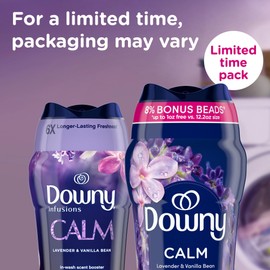 Downy Calm In-Wash Laundry Scent Booster Beads, Soothing Lavender and Vanilla Bean scent, 12.2 OZ, laundry scent beads, Long-lasting Freshness (Packaging May Vary)
