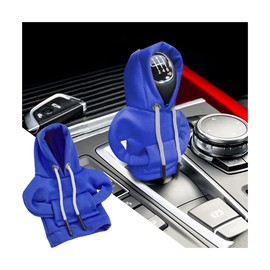XINLIYA Car Gear Shift Cover, Fashionable Hoodie Automotive Gear Shift Knob Protector, Mini Winter Warm Sweater Shirt Gear Shift Knob Cover, Universal Christmas Vehicle Decor Accessories（Blue）