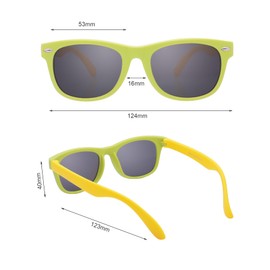 bingdwendwen Kids Polarized Sunglasses TPEE Flexible Frame for Girls Boys, Green yellow