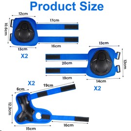 Kids Knee Pads, 6Pcs Kids Knee And Elbow Pads, Kid Sports Protective Gear Set for Skateboard Roller Skating Biking and Outdoor Multi-Sports (Black & Blue)