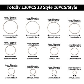 Craftdady 130pcs Stainless Steel Hollow Round Frame Pendants Open Bezel Circle Frame Charms Pendant Linking Ring Connectors for DIY Resin Crafts Earring Necklace Jewelry Making