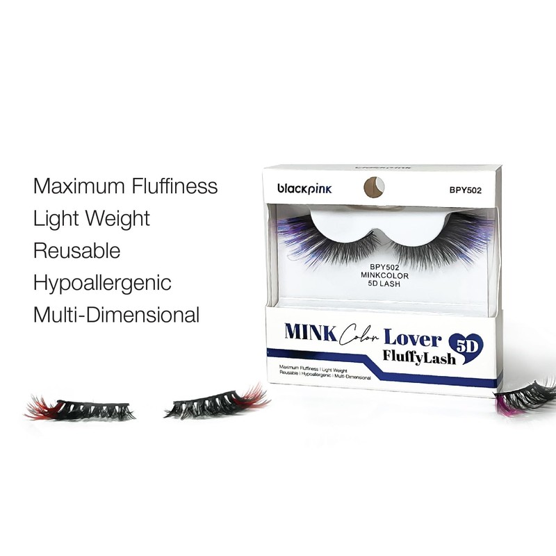 BlackPink Mink Style Color Lover Fluffy Lash 5D Fluffy Reusable
