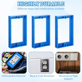 BOHUIZ 3Pcs 1/2 Inches Single Gang Receptacle Outlet Box Extenders with 6 Screws, Electric Outlet Extender Box for Electric Box and Electric Outlet Switches(Blue)