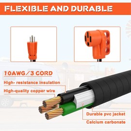 OPL5 50 Amp to 110 Volt RV Adapter Cord, NEMA 5-15P Male to NEMA 14-50R Female 10 Gauge Heavy Duty Electrical Converter with Grip Handle, 125V 1875W-ETL Listed(15A Male to 50A Female)