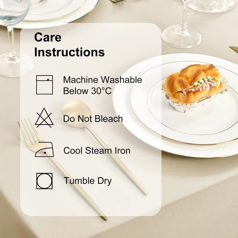 DWCN Wipe Clean Tablecloth Wipeable Tablecloths Beige Table Cloth Waterproof