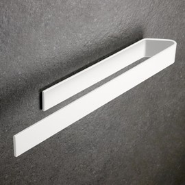 Adhesive Hand Towel Holder, 15.7 Inch Sticky Towel Bar Wall Mounted, Aluminium Kitchen Hand Towel Rack for Bahtroom Hotel RV Kitchen - White