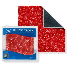 Quick Cloth Microfiber Glasses Cleaning Cloths – 8x8, Paisley Red, 1 Pack with Case | Double-Sided Lens Cleaner for Eyeglasses, Camera, Screens & Glass | Reusable Microfiber Glass Polishing Cloths