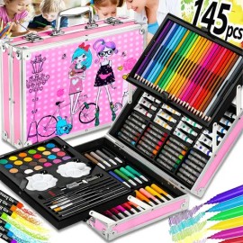 Set De Arte Profesional,colores Lápices Kit Dibujo 145pcs                                                                                             
