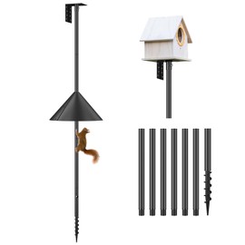Flanagan 92 Inch Bird House Pole Mount Kit, Adjustable Heavy Duty Feeder Pole for Outdoors, Feeding Station With Squirrel Proof Baffle for Watching (House Not Included)