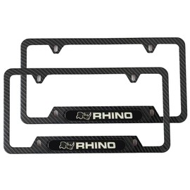 Stainless Steel License Plate Frame, Cover Holder with Screws and Caps Carbon Fiber 2PCS (Rhino)
