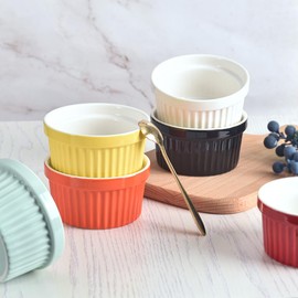 homEdge Porcelain Ramekins Set, 240 ml / 8 Fl Ounces Ice Cream Bowl, Creme Brûlée Ramekins Soufflé Cup for Baking, Set of 6 Turquoise