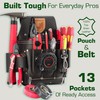 STRONGLAD Heavy-Duty Electricians Tool Belt – 13-Pocket Top-Grain Leather Pouch,