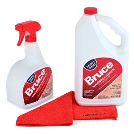 Bruce Hardwood and Laminate Floor Cleaner (2 Pack) Residue Free Floor Cleaner for Mopping, 1 32 oz Spray Bottle and 1 64 oz Refill Bottle, with Microfiber Cleaning Cloth