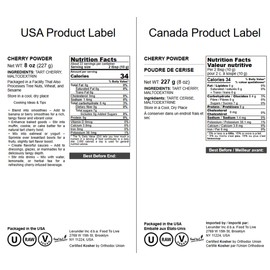 Food to Live Tart Cherry Powder, 8 Ounces – High in Vitamins and Antioxidants, All Natural Superfood, Perfect for Smoothies, Shakes and Cooking, Vegan, Kosher, Bulk