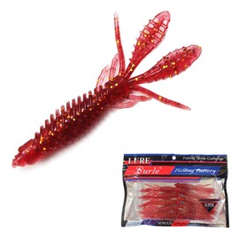 Worms 3" Mini Shrimp Ajing Lures [Pack of 10] Burgundy Shrimp 75mm Fishing Bait Prawn Flounder Lure Worm Set Rockfish 2.2g