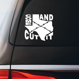 Come and Cut It Barbed Wire Texas State Abbott Sticker Decal Notebook Car Laptop 5.5"x5.5" (White)