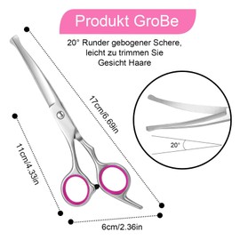 Fur Scissors for Dogs and Cats, Curved Scissors Dog Scissors Set, Professional Round Grooming Scissors, Pet Comb, Made of Robust Stainless Steel (Pink)