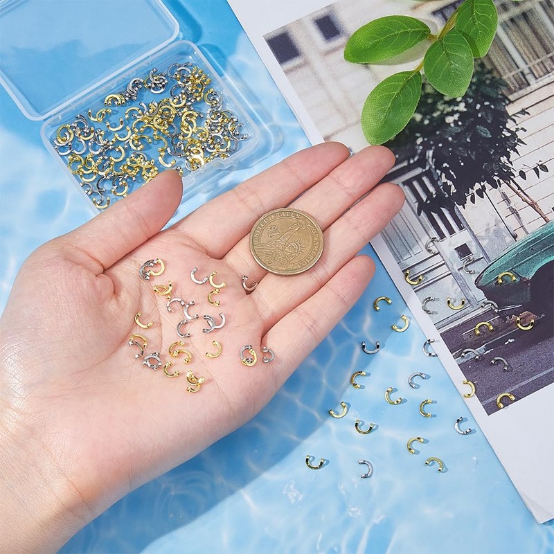SUPERFINDINGS 200Pcs 2Colors U-Shaped Brass Links Freshwater Inline Spinner Fishing