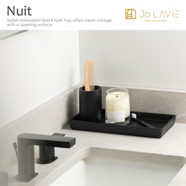 JO LAVIE Bathroom Vanity Tray – 12"x5" Black Resin Counter Organizer for Perfume, Soap, Jewelry & Candles – Minimalist Tray for Sink, Dresser, Airbnb, Hotel or Bathroom Decor