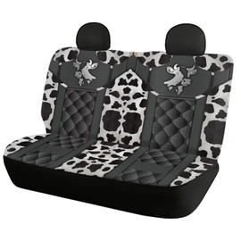 Howilath Cow Print 4 Pieces Car Seat Covers Full Set Front and Back Rear Split Bench Protector Universal Fit for Most Cars Trucks SUV Vans