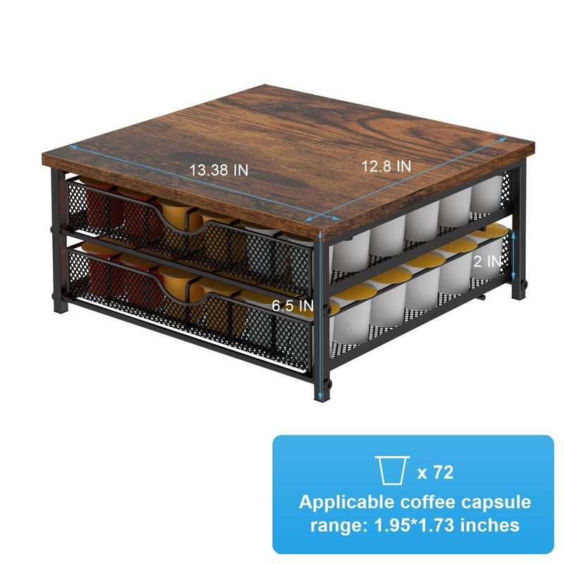 Coffee Pod Drawer Holder Capsule Storage Organizer 2 Tier Coffee