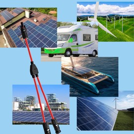 RPTCOTU Solar Y Branch Connector Solar Panel Adapter,1 to 2 Female and Male Solar Panel Extension Cord Wire Connector 12AWG 30A 40cm Waterproof IP67 for Solar Panel (M/FF& F/MM, 1 Pair)