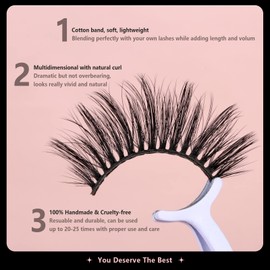 False Eyelashes Fluffy Wispy Big Eyelashes 3D Faux Mink Lashes Thick Volume Long Soft Dramatic Strip Eye Lashes 5 Pairs