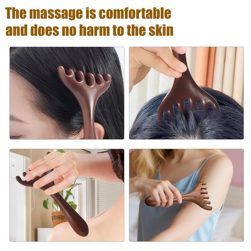 Massage Comb Wood, 2 Packs Massage Comb Made of Meridian