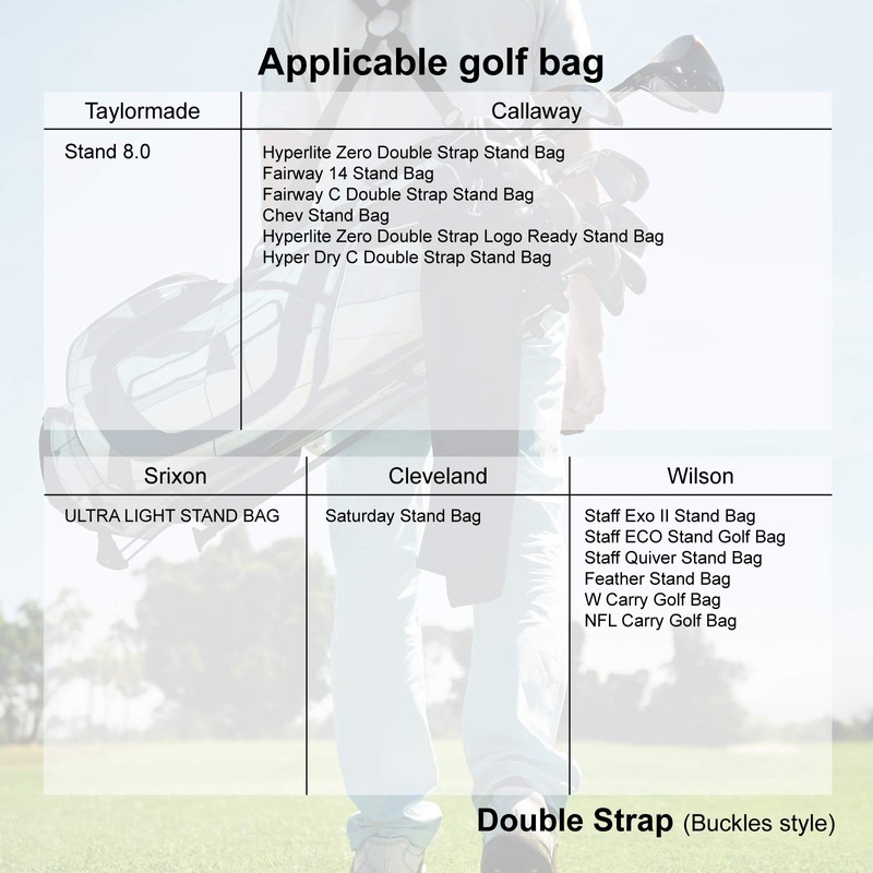 Golf Shoulder Belt, For Caddy Bags, 2-Point, 3-Point, 4-Point Type,