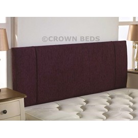 CROWNBEDSUK QUALITY PORTOBELLO CHENILLE HEADBOARD 2ft6,3ft,4ft,4ft6,5ft,6ft (2FT6 SMALL SINGLE, Aubergine)